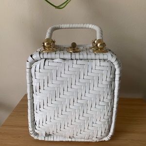 Vintage White Wicker Bag Lesco Lona